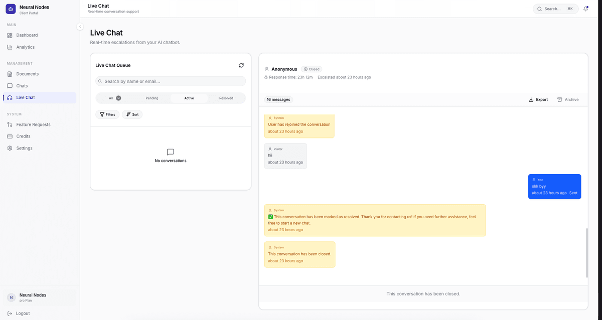 Real-time Chat Support